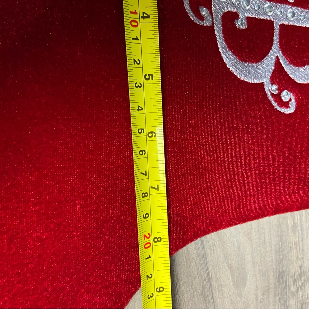 Christmas Stocking Red & Green Velvet With Tassel, Rhinestone Monogram‎ (B) - Picture 7 of 8